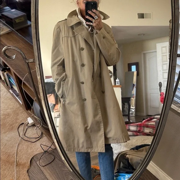 Vintage Sears Men's Tan Double-Breasted Trench Coat - Picture 11 of 12